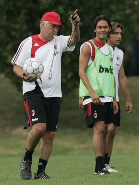 Inzaghi con Carlo Ancelotti, che lo aveva gi allenato alla Juve. Ap